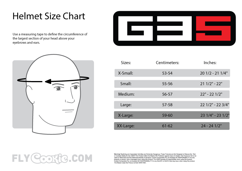 Skydiving Helmet Size Chart